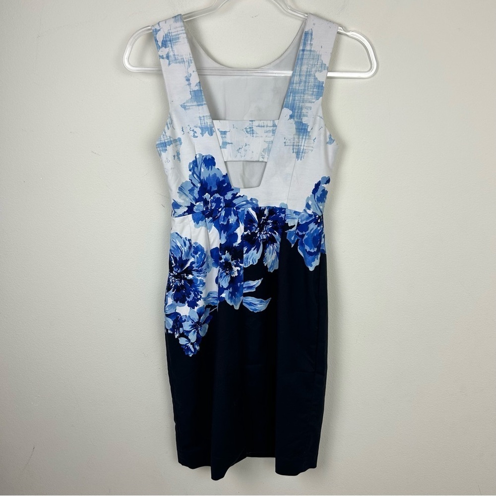 Maeve by Anthropologie Vanda Sheath dress blue floral midi style size: 2 - Picture 11 of 15